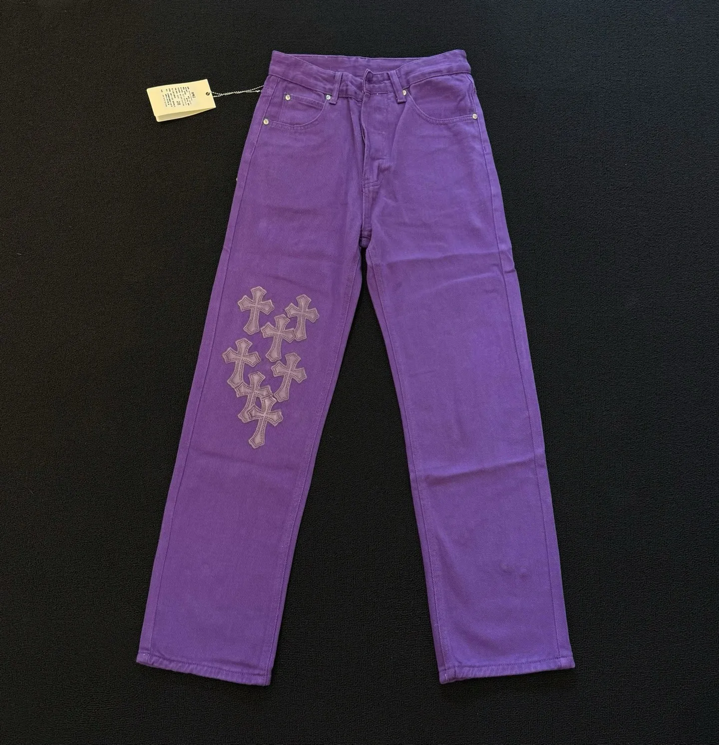 P260 Style Number: D370 Chrome Hearts Chrome Hearts Purple Leather Jeans Size# 28 30 32 34